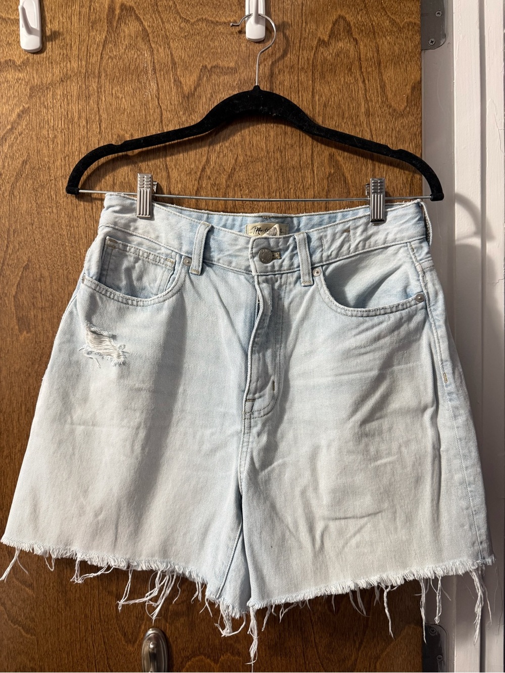 Madewell Light Blue Distressed Denim Cutoff Shorts